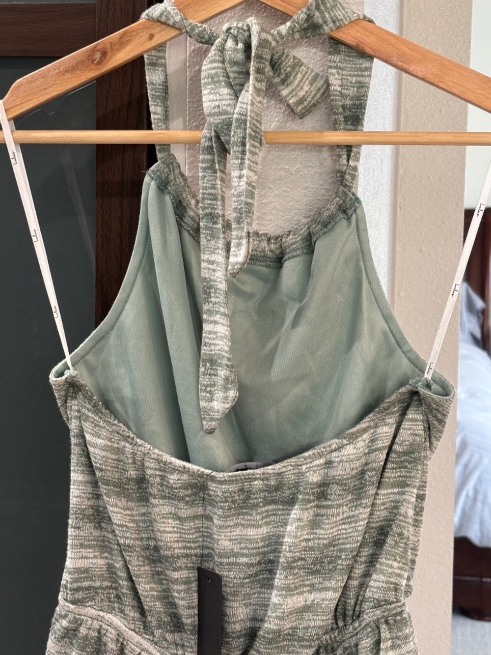 Lulus Halter Romper - Sage Green & White Size XS - Picture 7 of 9